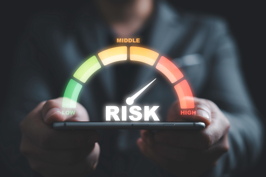Executive reviewing portfolio risk assessment.